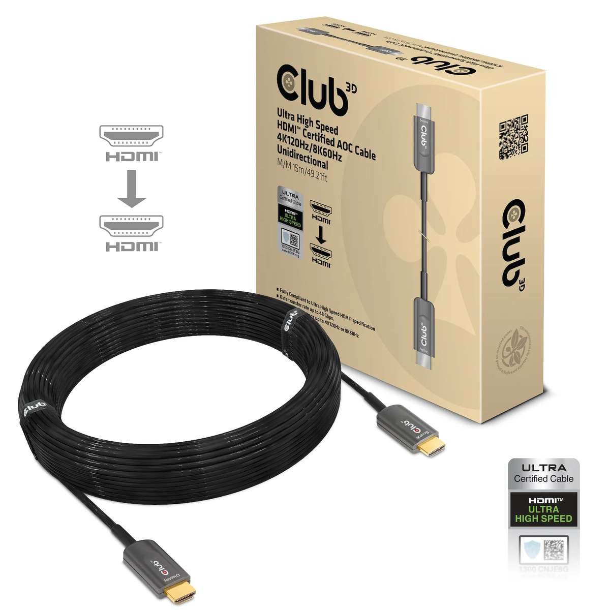 CLUB3D Ultra High Speed HDMI Certified AOC Cable 4K120Hz/8K60Hz HDMI-Kabel