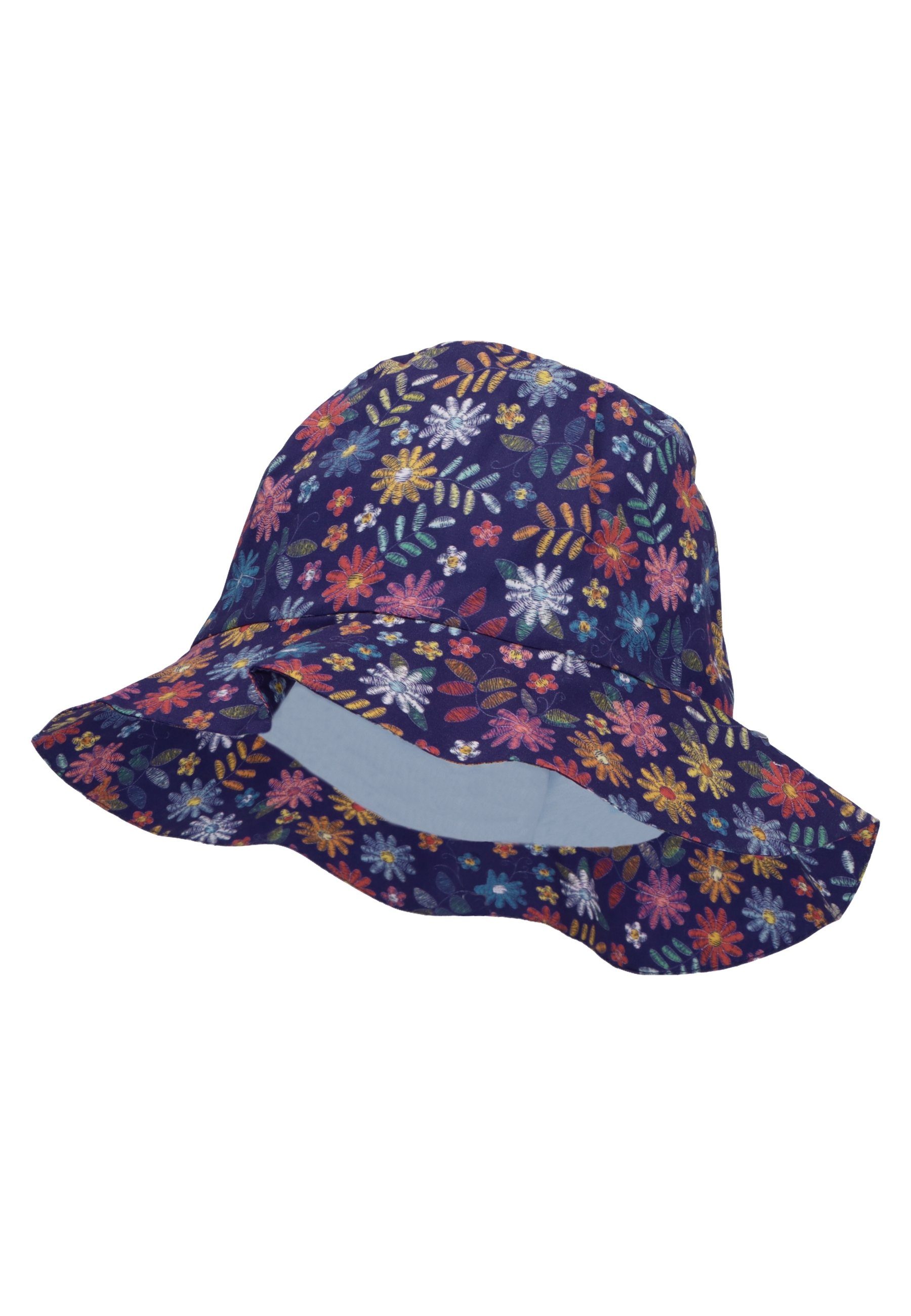 Baumwolle mit (1-St., aus mit Sonnenhut (Bio) Blumen 50+ Einfarbig) aus Hut UV-Popeline Sterntaler® süßen UV-Schutz Schlupfmütze Kindermütze Motiven