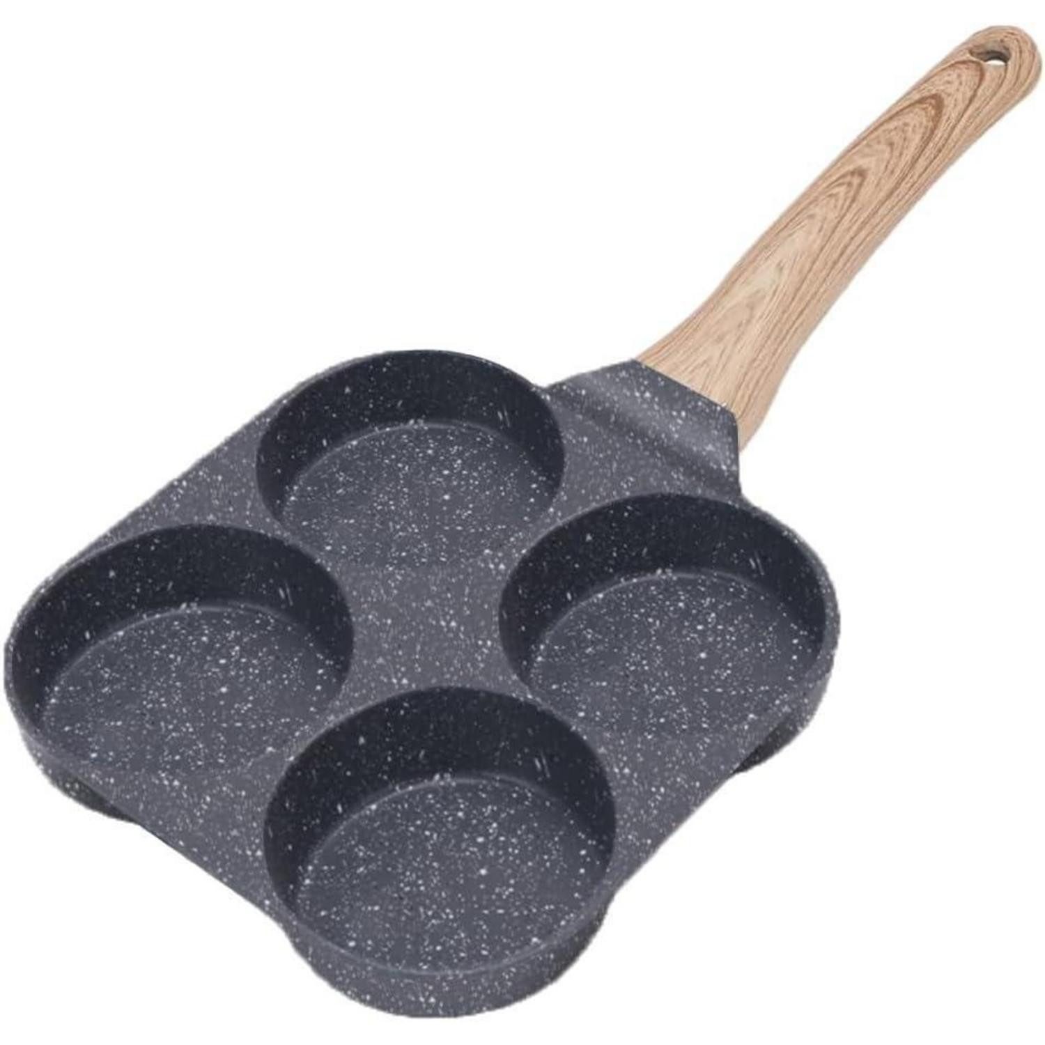 LuxusKollektion Bratpfanne Pancake Pfanne 4-Loch Augenpfanne Antihaft Induktion Schwarz