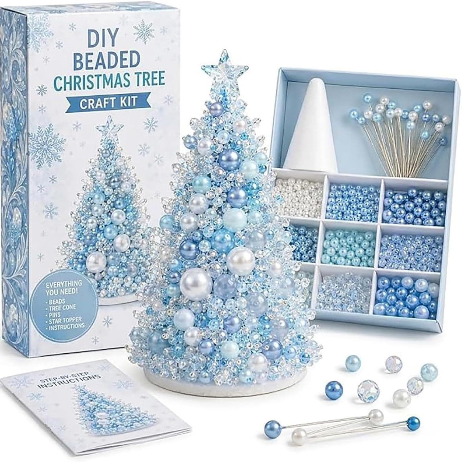 CLTYQ Kreativset DIY-Kreativset für einen Perlen-Weihnachtsbaum, Weihnachtsdeko zum Selbermachen für Erwachsene und Kinder