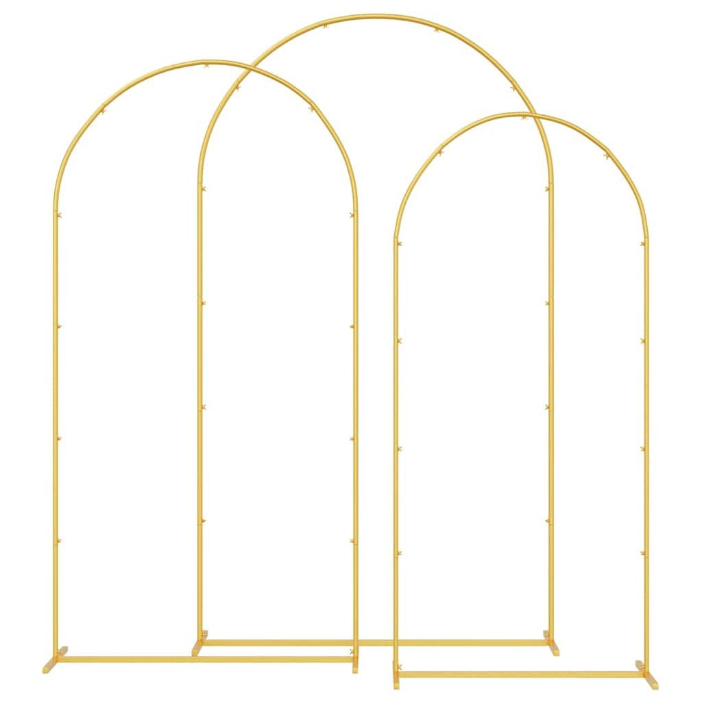 vidaXL Rankgitter 3 Bögen - Gold Hochzeitsbogen 3 pcs Gold Stahl