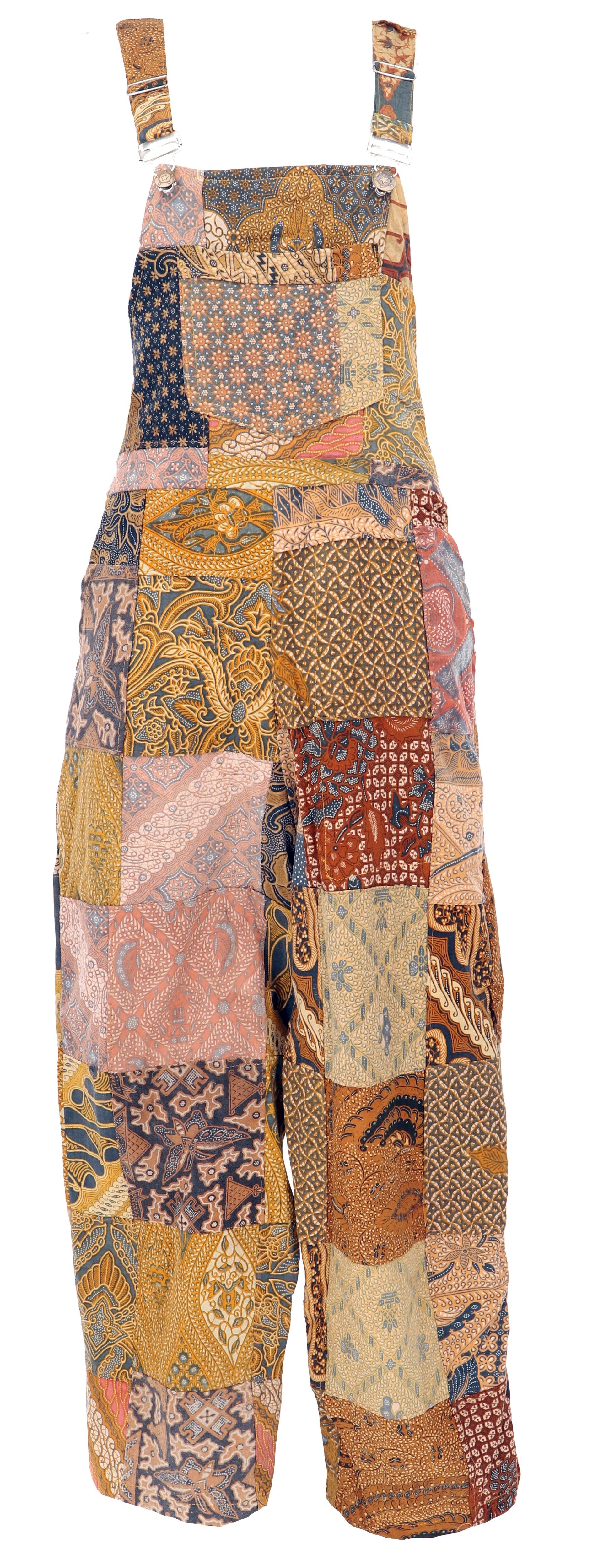 Relaxhose Patchwork upcycling Latzhose, Unisex Boho..
