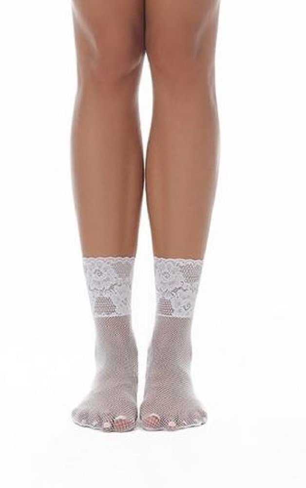 Lycille Socken 1 Paar eleganter Netz-Socken mit Spitze mit Silikon 20 Den mit Silikonstreifen
