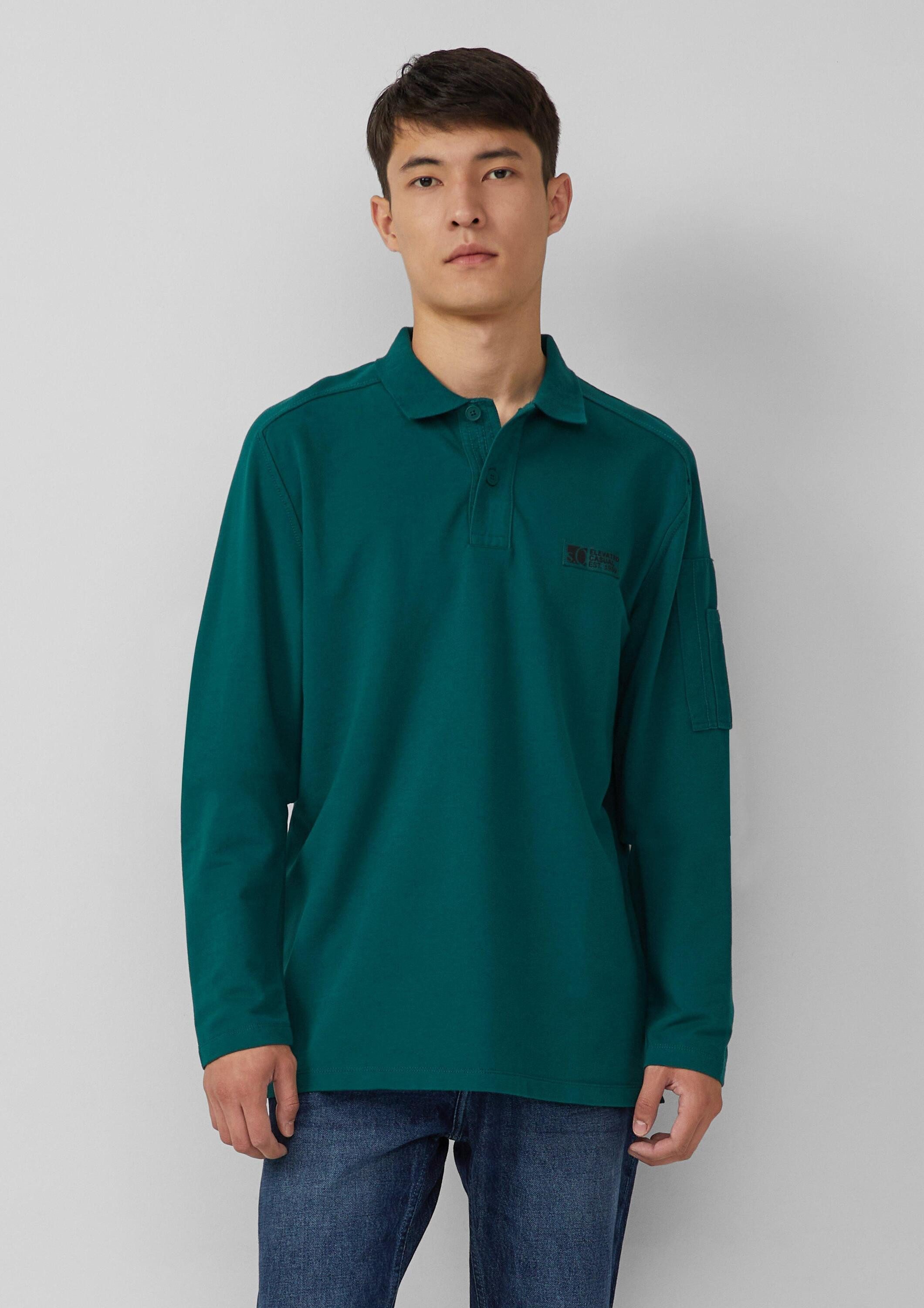 s.Oliver Langarmshirt Polo-Shirt Poloshirt im Fabricmix aus leichter Sweatw günstig online kaufen
