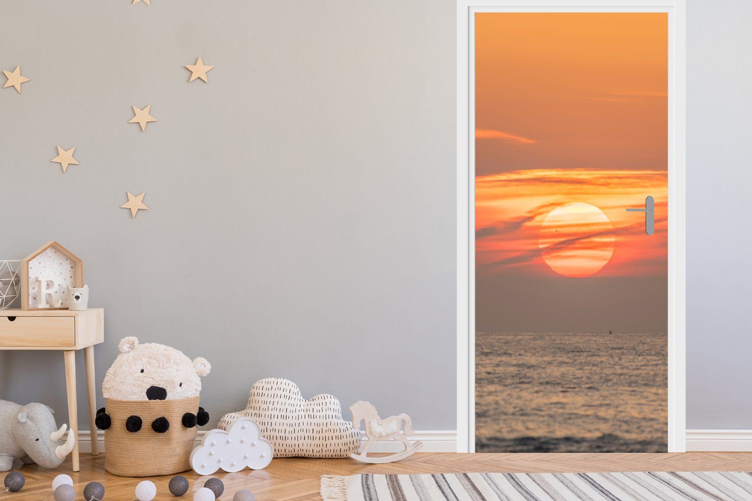 MuchoWow Türtapete Sonnenuntergang auf Meer, St), für Tür, dem Türaufkleber, cm Matt, bedruckt, Fototapete (1 75x205