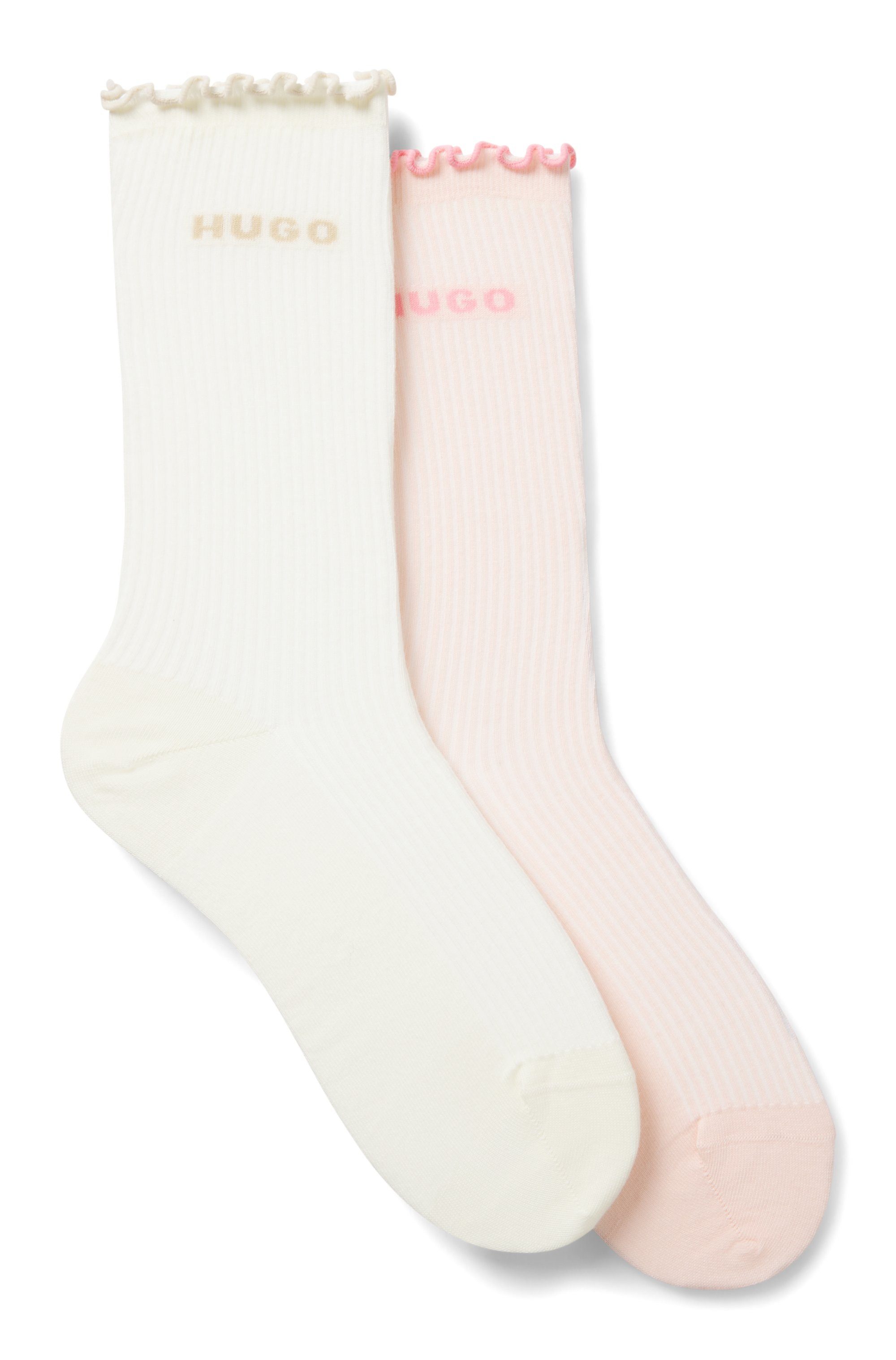 HUGO Basicsocken 2P RS LETTUCE CC W (2-Paar) Bund leicht gekräuselt