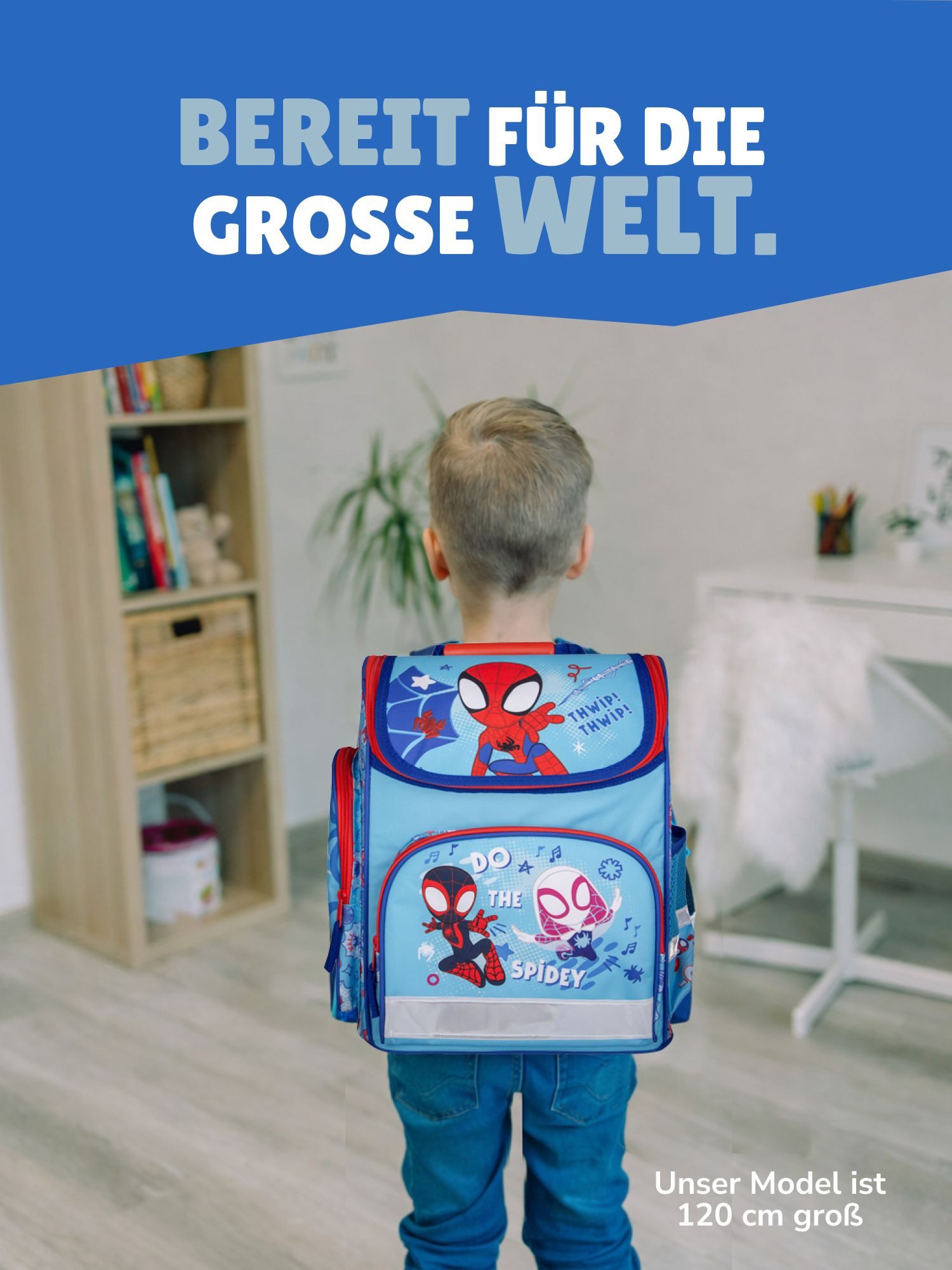 Familando Schulranzen Schulranzen SPIDEY 1.-4. Klasse ergonomisch, leicht, Volumen 15 Liter (10-tlg., inkl. Sporttasche und Schultüte / Zuckertüte 70cm), SPIDEY – Bild 3 von 5