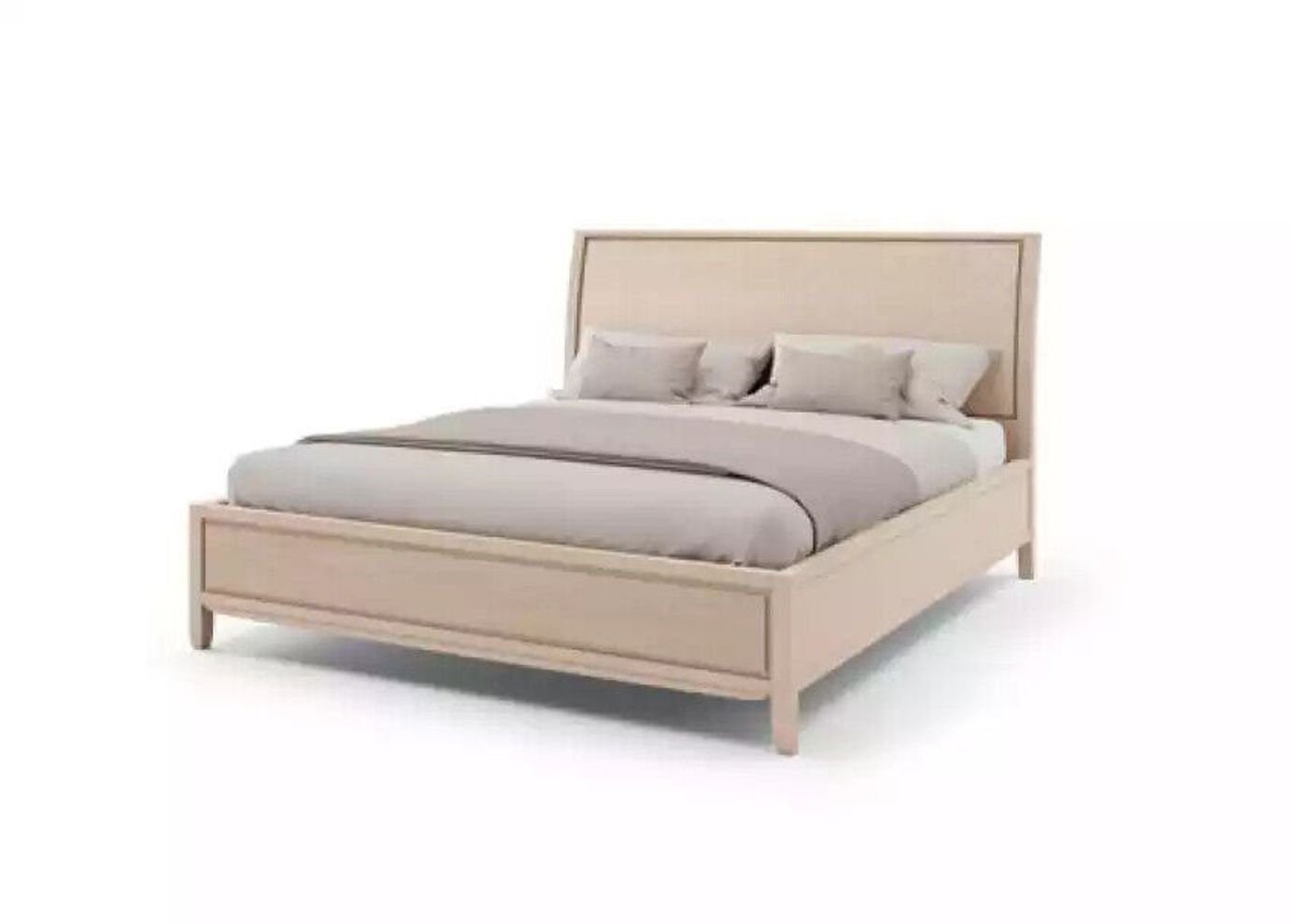 JVmoebel Bett Beige Bett Schlafzimmer Design Möbel Massiv Holz Neu (1-tlg., Bett), Made in Italy