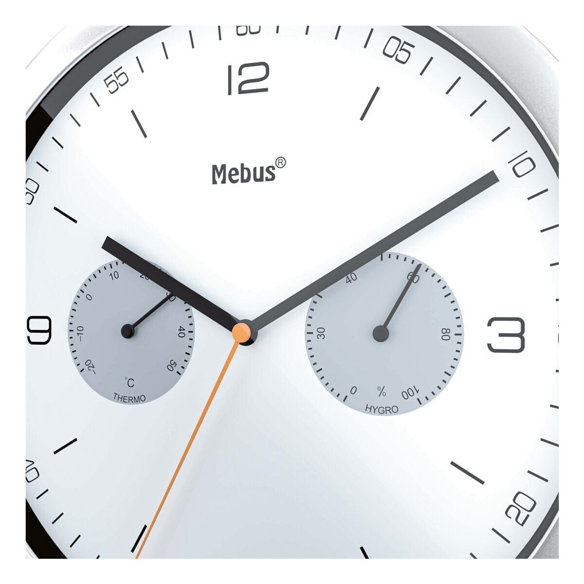 Mebus Wanduhr (mit Hygro- und Thermometer, Ø 26,5 cm)