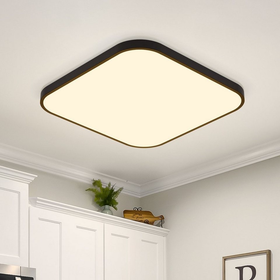 Nettlife LED Deckenleuchte Panel Decklampe Schwarz Flach 19W 27cm IP44,  wasserdicht, LED fest integriert, Warmweiß, für Schlafzimmer Wohnzimmer  Küche