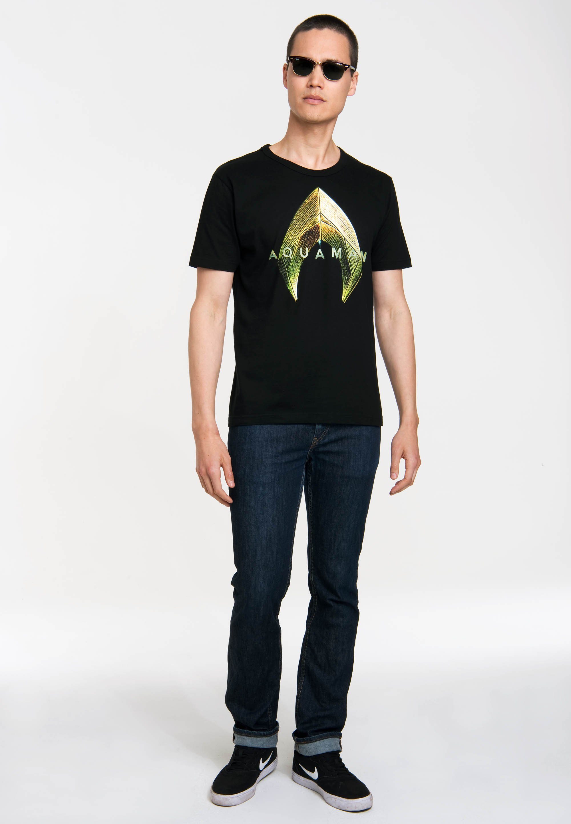 LOGOSHIRT T-Shirt Aquaman Fan-Print mit coolem