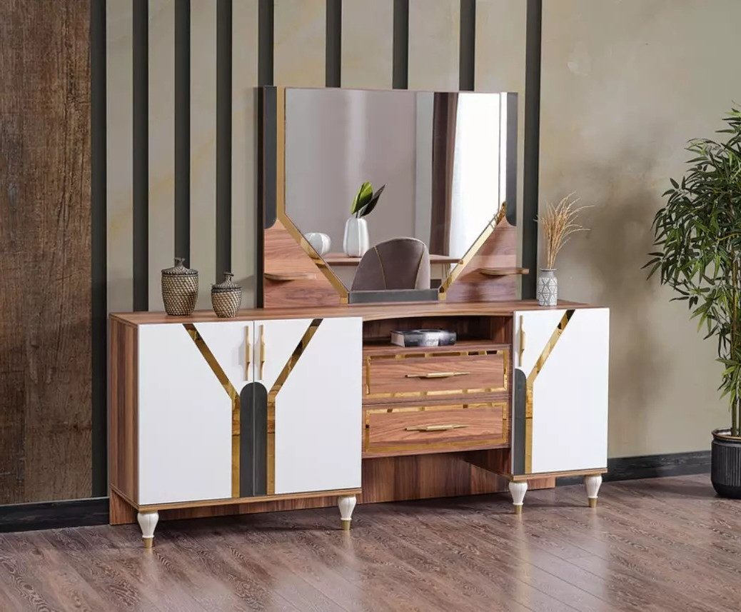 Xlmoebel Schminkschrank Brauner Hochglanz-Schrank aus Holz mit luxuriösem Design (1-St., Sideboard) Hergestellt in Europa