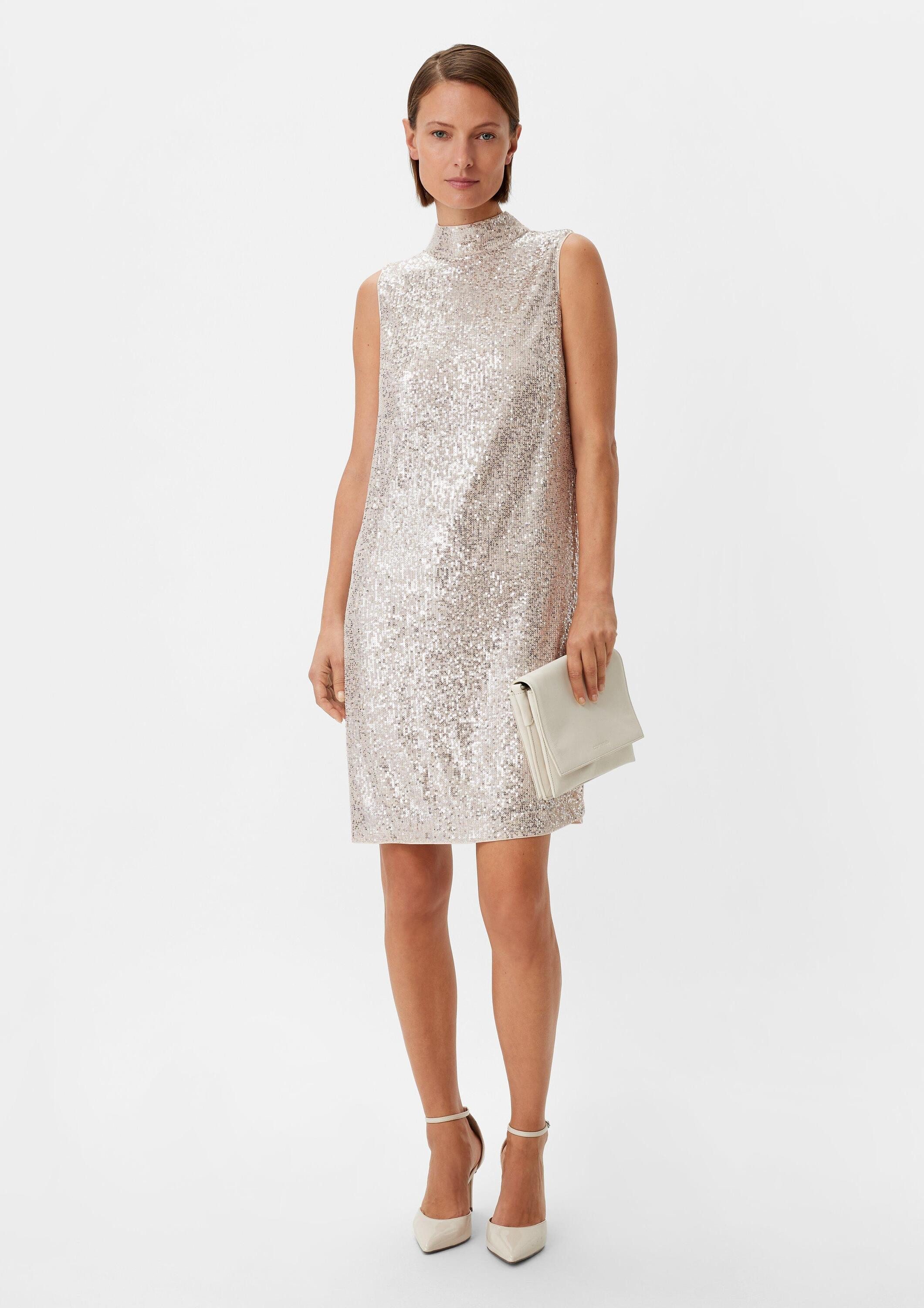 comma Minikleid Kleid Mesh-Kleid mit Pailletten