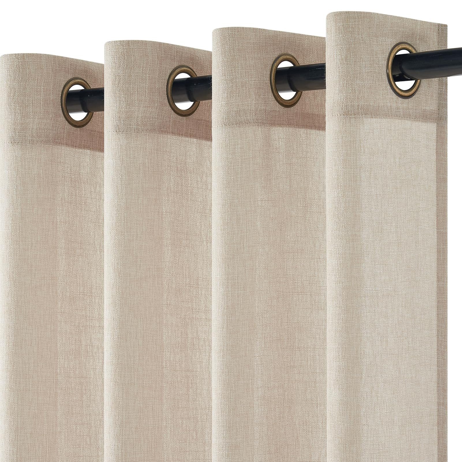 Topfinel Gardine wohnzimmer modern ösenvorhänge schlafzimmer leinen halbtransparent (1 St), Ösen, halbtransparent, gardinen leinenoptik beige 300x240cm Esszimmer