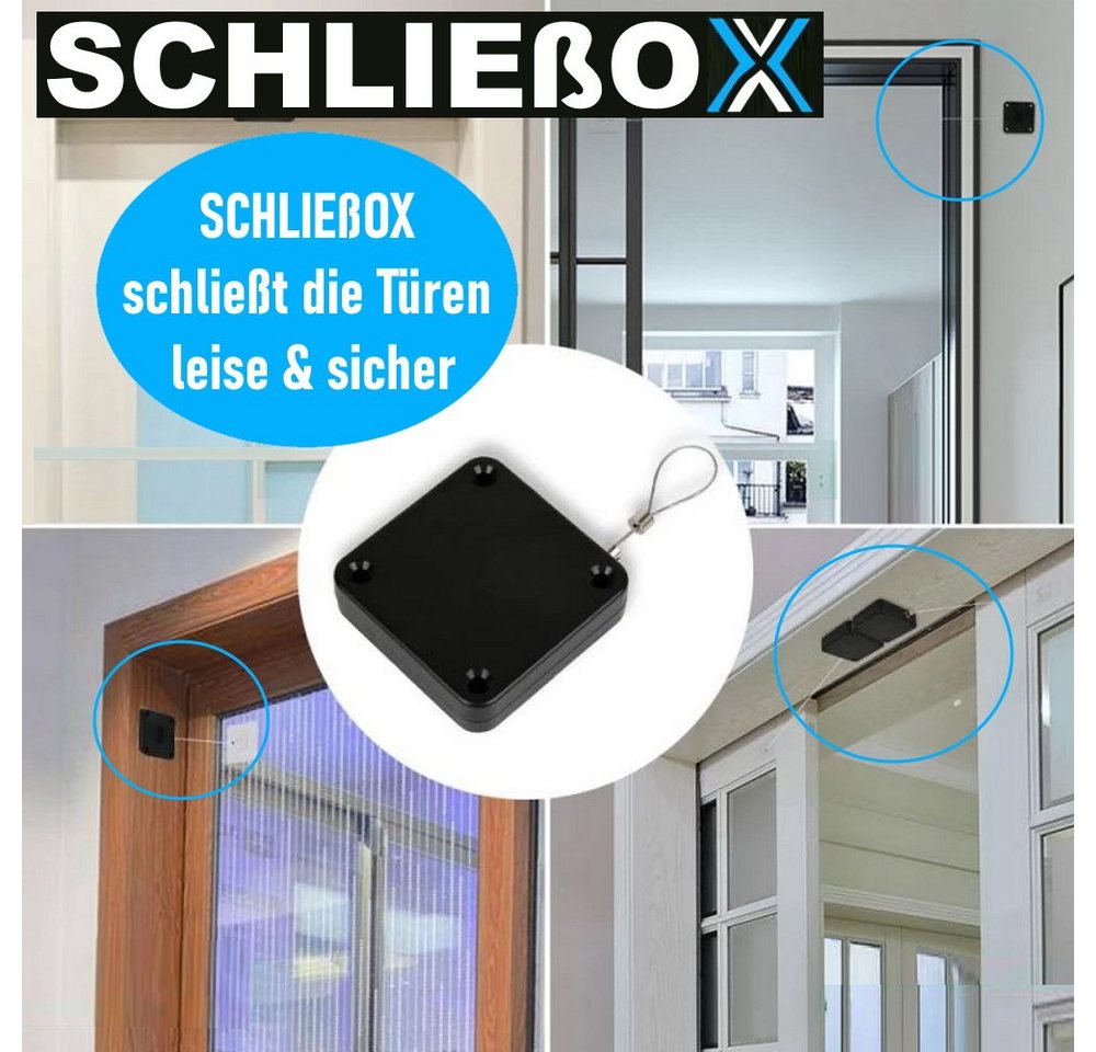 Thumbnail - MAVURA Türschließer SCHLIEßOX Automatischer Türschließer Mini Türzieher Selbstzug, ohne Bohren innen außen schwarz