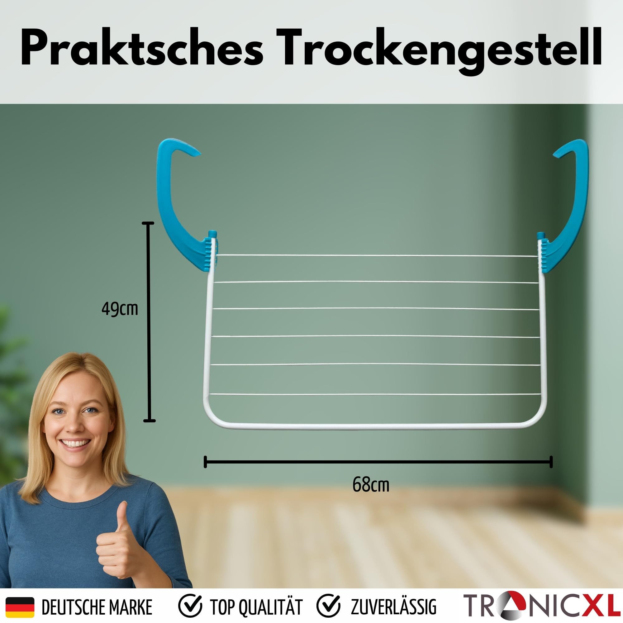 TronicXL Badewannen-Wäscheständer Kleiner Wäscheständer zum einhängen in Heizung Wäscheleine Heizkörper, Heizungskörper Balkon klein Camping