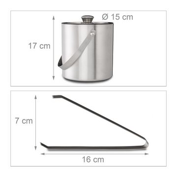 relaxdays Eiseimer Eisbehälter mit Eiszange für 1,5 L