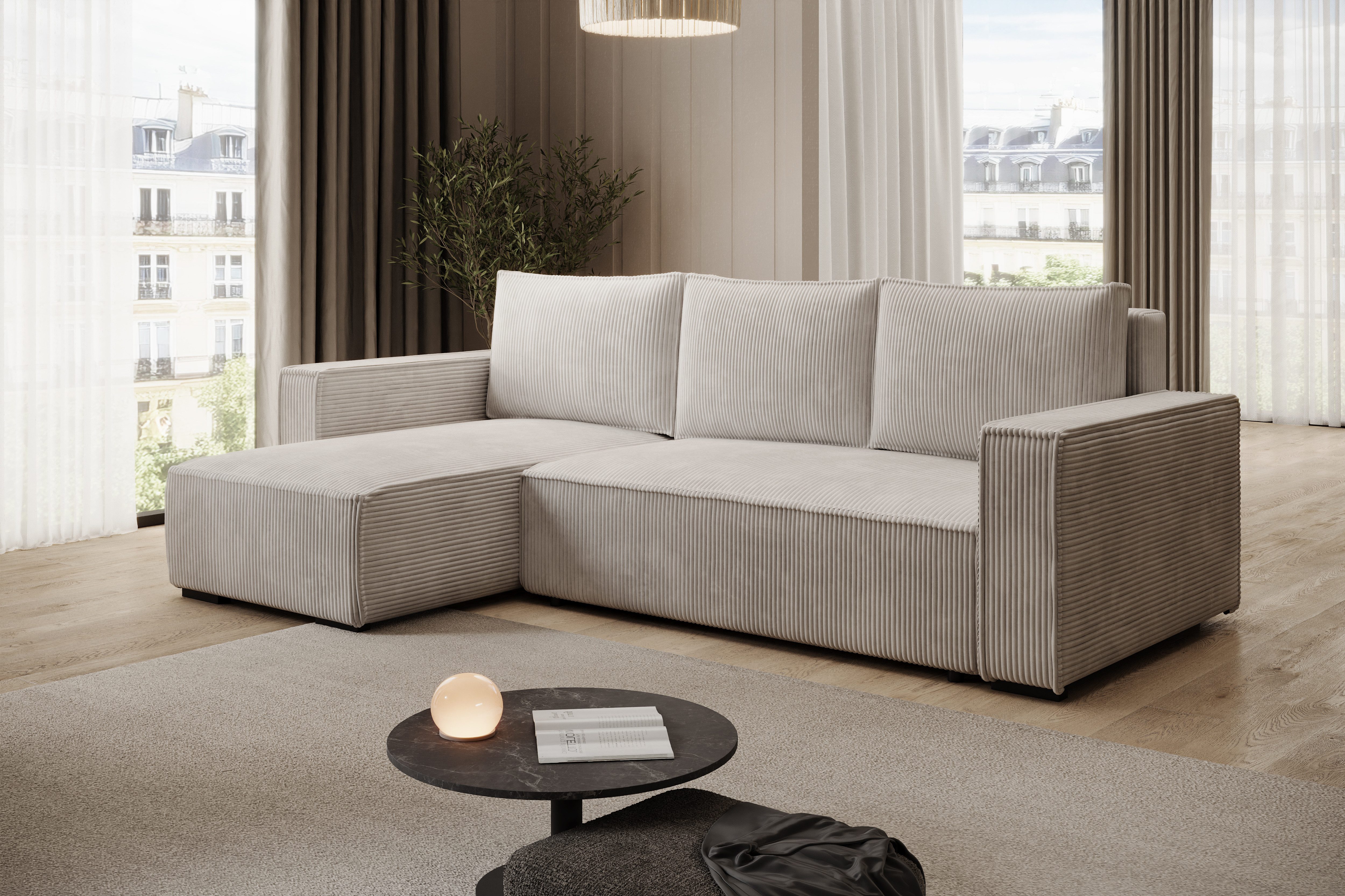 storez24 Ecksofa Letto, mit Bettkasten und Schlaffunktion, Cordstoff, L-For günstig online kaufen