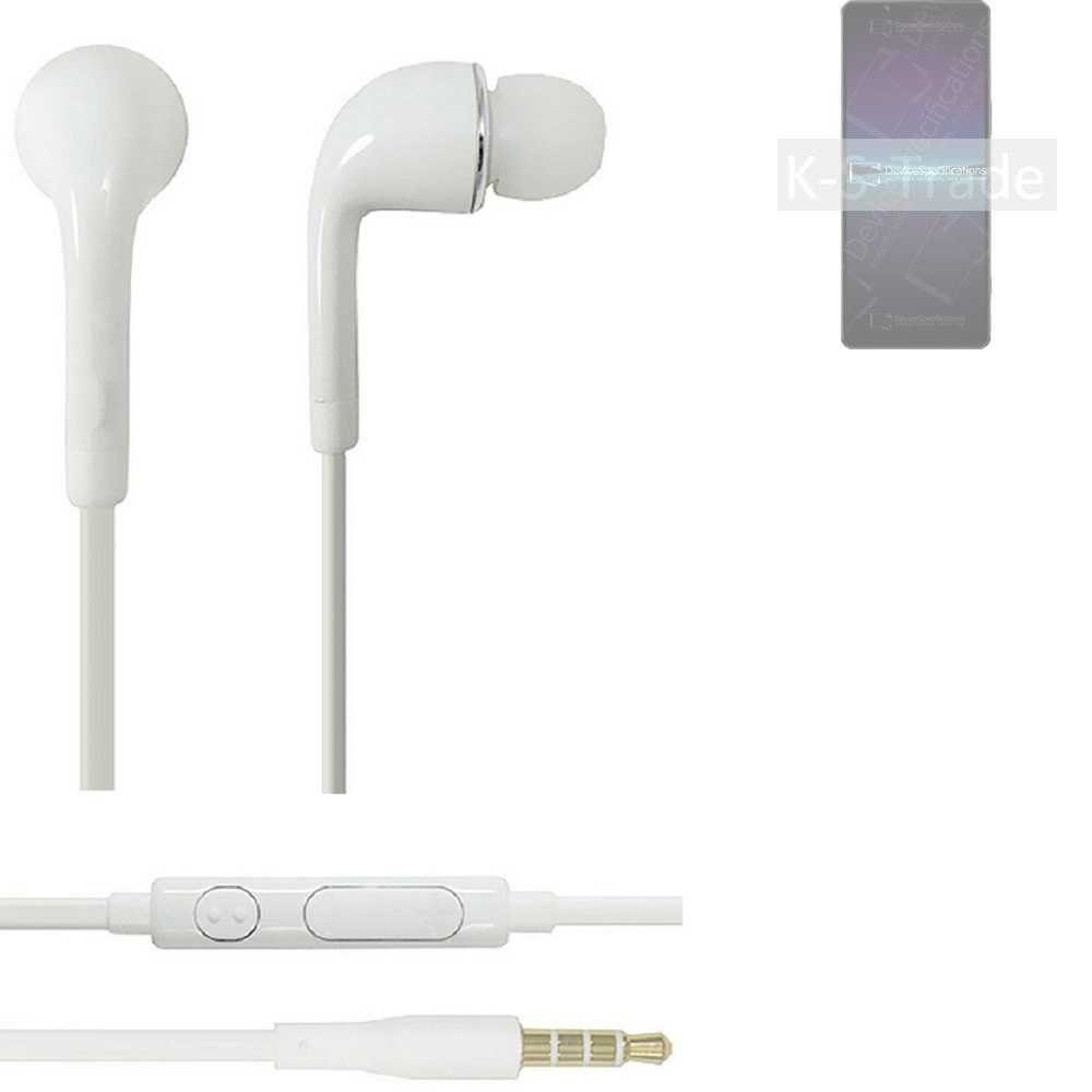 K-S-Trade für Mikrofon In-Ear-Kopfhörer weiß Xperia Headset mit Sony 1 IV (Kopfhörer Lautstärkeregler u 3,5mm)