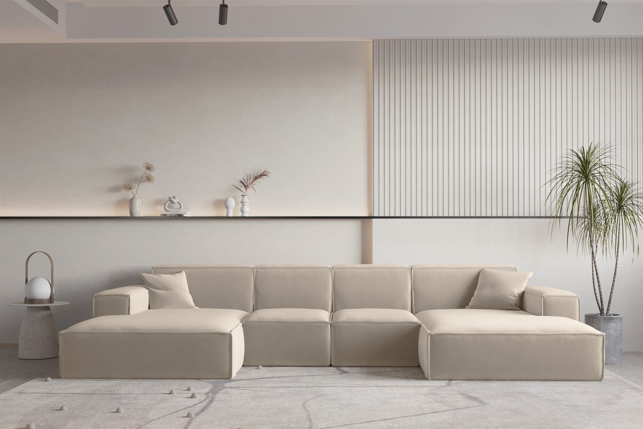 Fun Möbel Wohnlandschaft U-Form CELES PREMIUM XS, Breite 342 cm, inkl. 2 Zierkissen