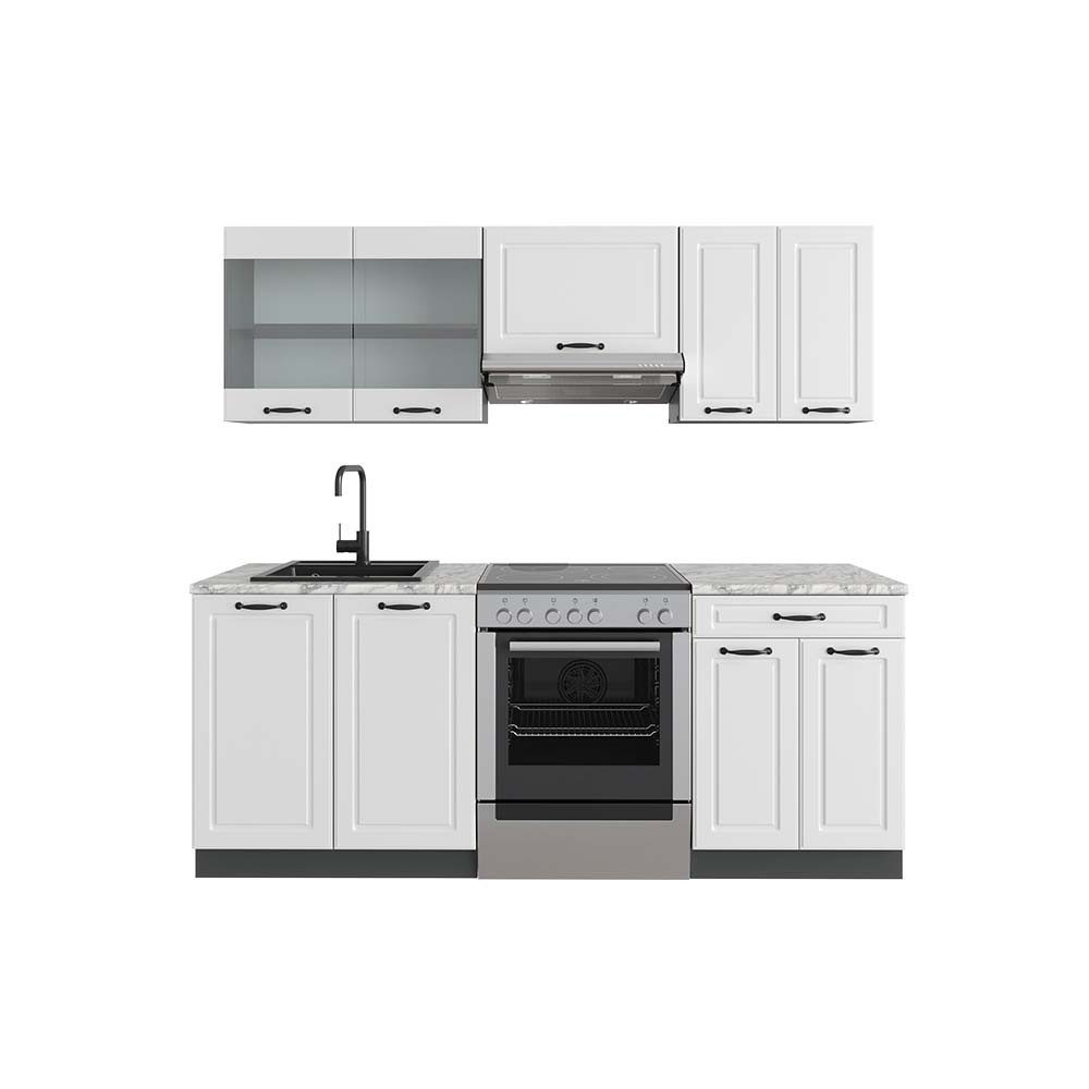 Vicco Küchenzeile R-Line, Weiß Landhaus/Anthrazit, 200 günstig online kaufen