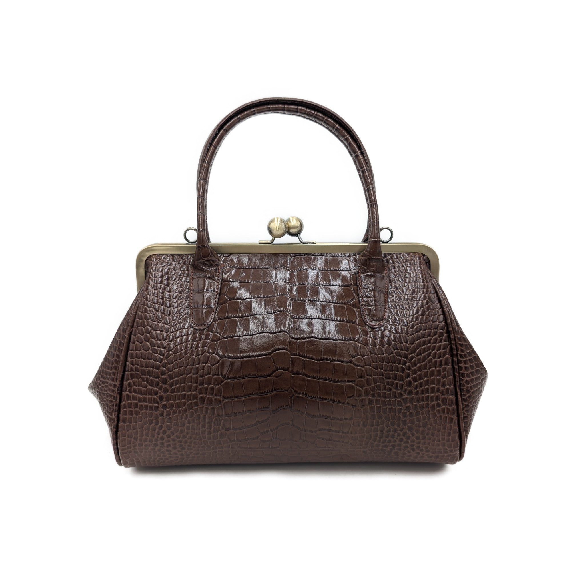 Taschenkinder Handtasche Vivienne, Echtes Leder vom Rind mit Krokodil Prägung