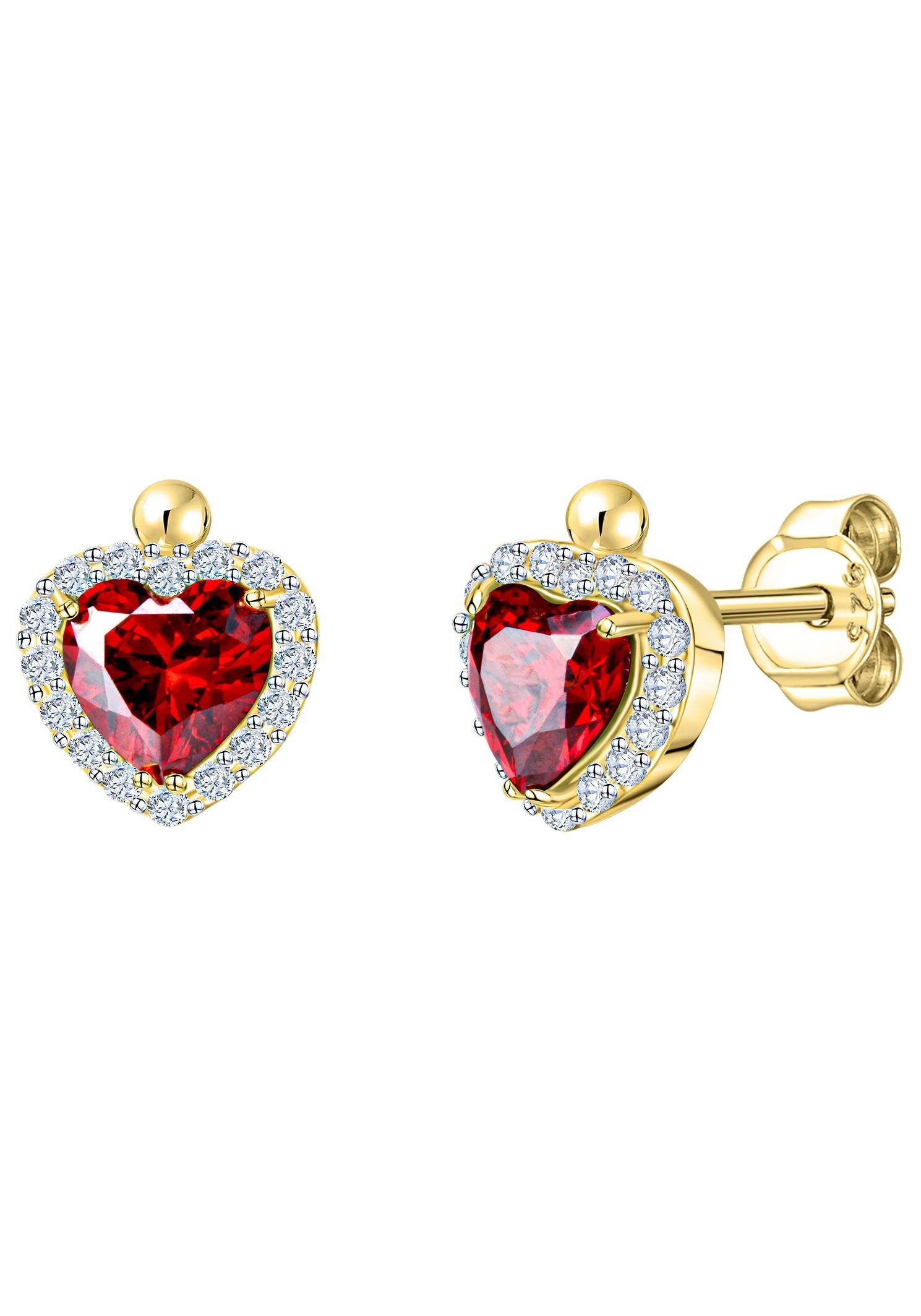 Paar Ohrstecker Schmuck Geschenk Gold 375 Ohrschmuck Herz