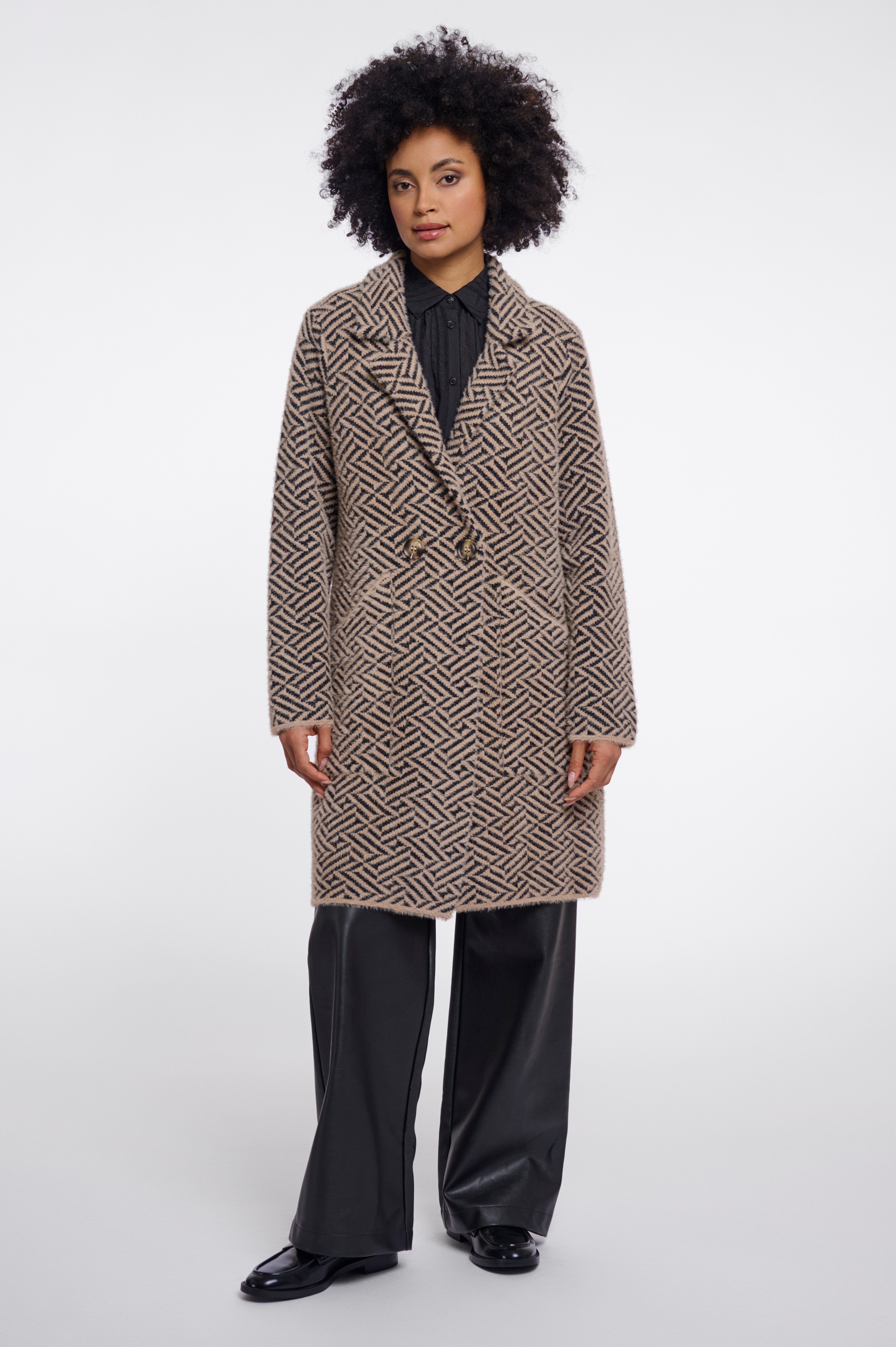 Rino & Pelle Longstrickjacke mit Reverskragen und feinem Muster