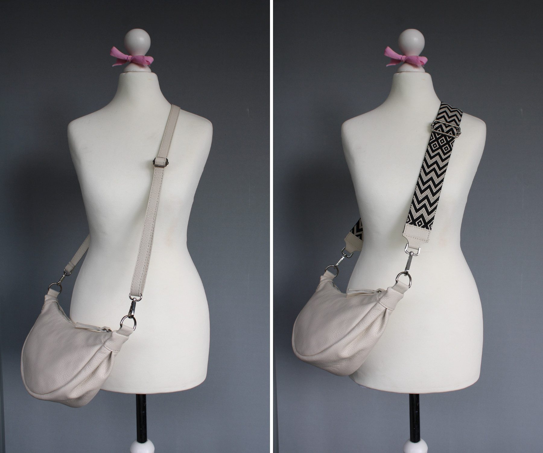 Adel Bags Schultertasche DIANA Halbmond Tasche Leder, Umhängetasche für Damen, Gürteltaschen, echt Leder, Made in Italy