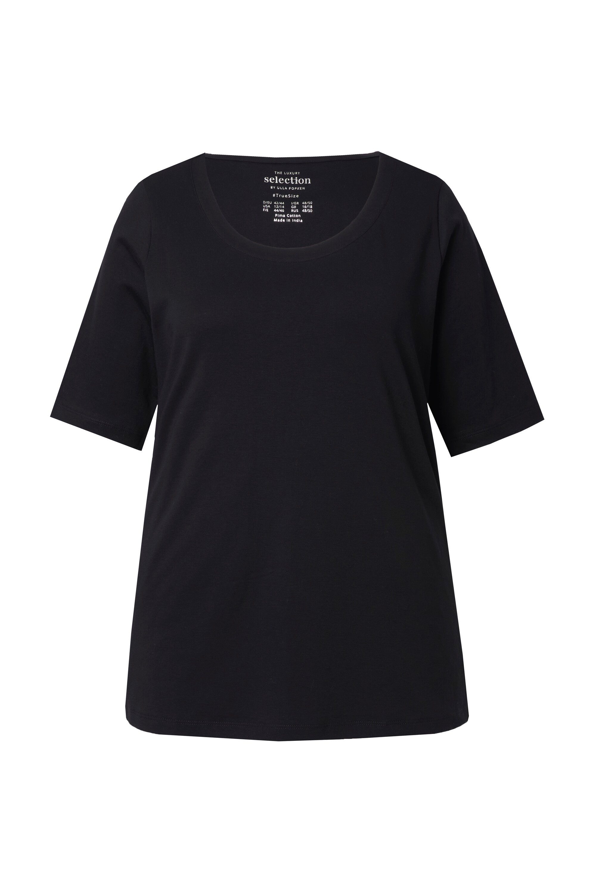Ulla Popken T-Shirt Pima Cotton Shirt A-Linie Rundhals Halbarm günstig online kaufen