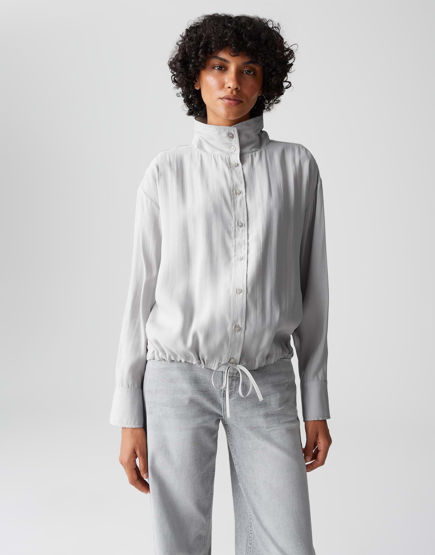 OPUS Langarmbluse FAYRA aus weichem Modal Mix lockere Passform, glatter Gri günstig online kaufen