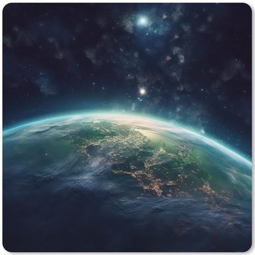 MuchoWow Gaming Mauspad Erde - Weltraum - Sterne - Landschaft (1-St), Mousepad mit Rutschfester Unterseite, Gaming, 40x40 cm, XXL, Großes