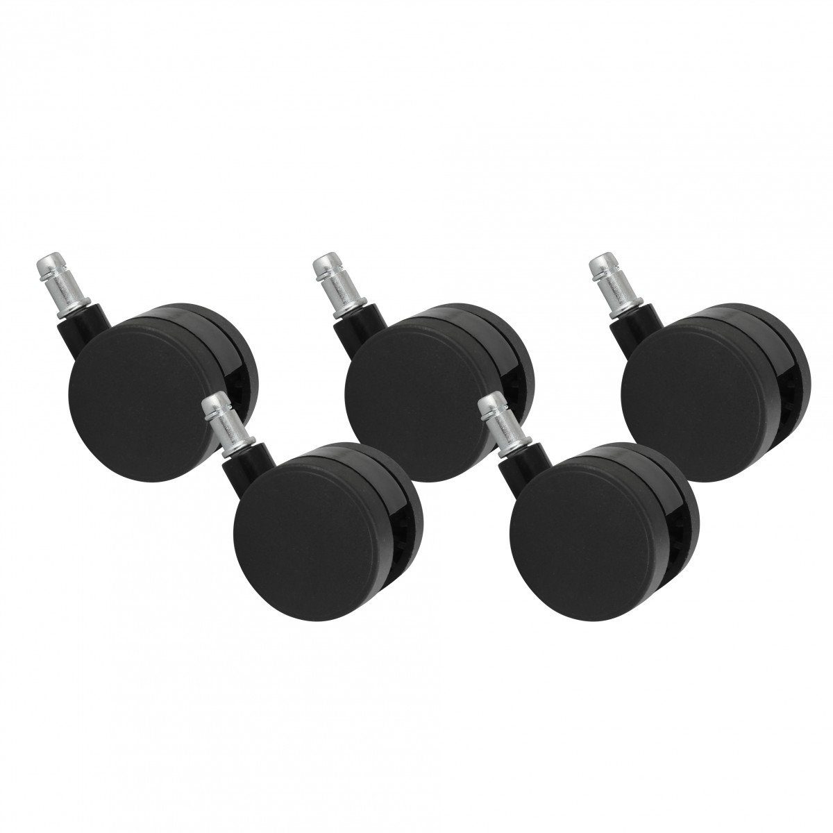 Amstyle Möbelrolle 5er Set Rollen für Bürostuhl Bürostuhlrollen Schwarz PIN 11mm 60mm Tep, (5er Set Rollen für Bürostuhl Schwarz Stift 11mm, Set besteht aus 5 Rollen), Weichbodenrollen Durchmesser 60mm, Bürostuhlrollen