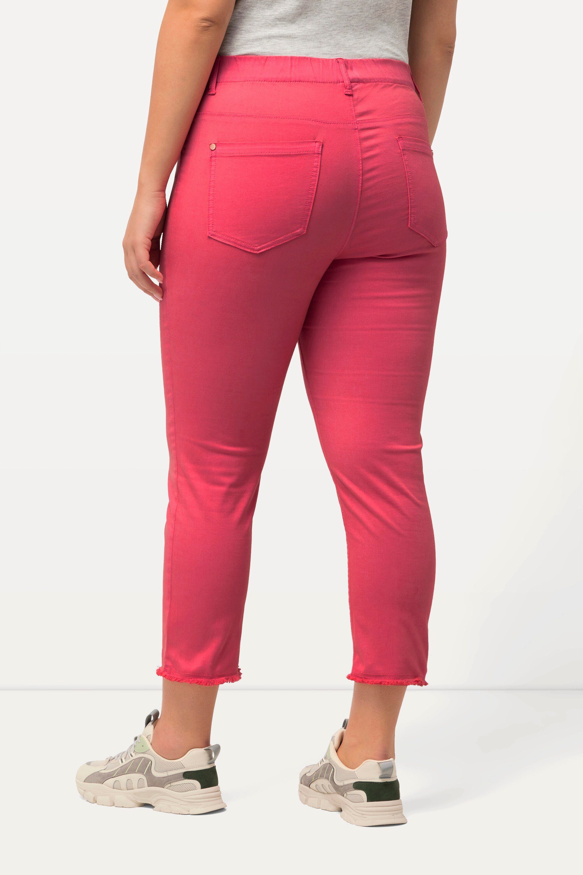 Ulla Popken 7/8-Hose 7/8-Hose Sienna Fransensaum schmales Bein