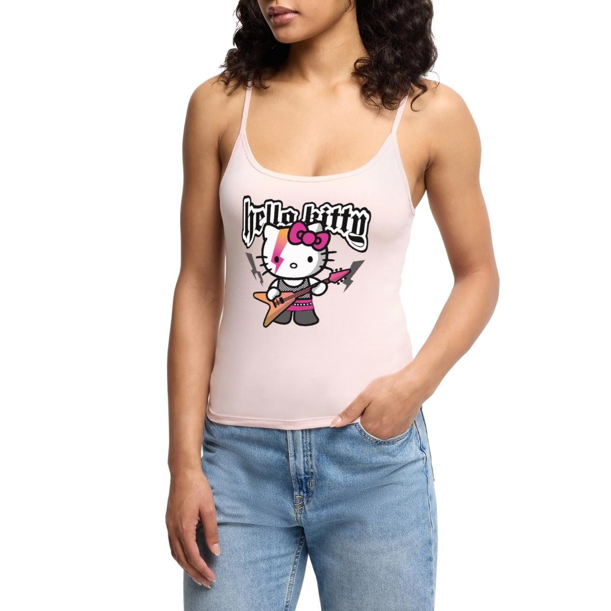 Spaghettitop Hello Kitty E-Gitarre Rock Style Frauen Premium Organic Top mit Spaghe