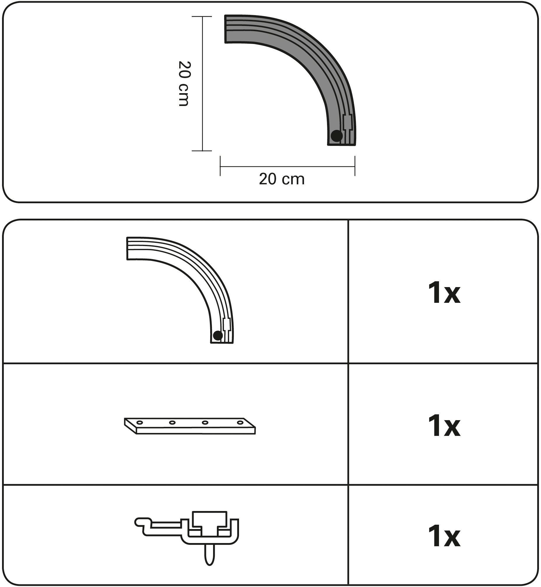 GARDINIA Gardinenschiene Rundbogen, 1-läufig, Fixmaß, mit Bohren, verschraubt, Serie Aluminium-Vorhangschiene 1-läufig