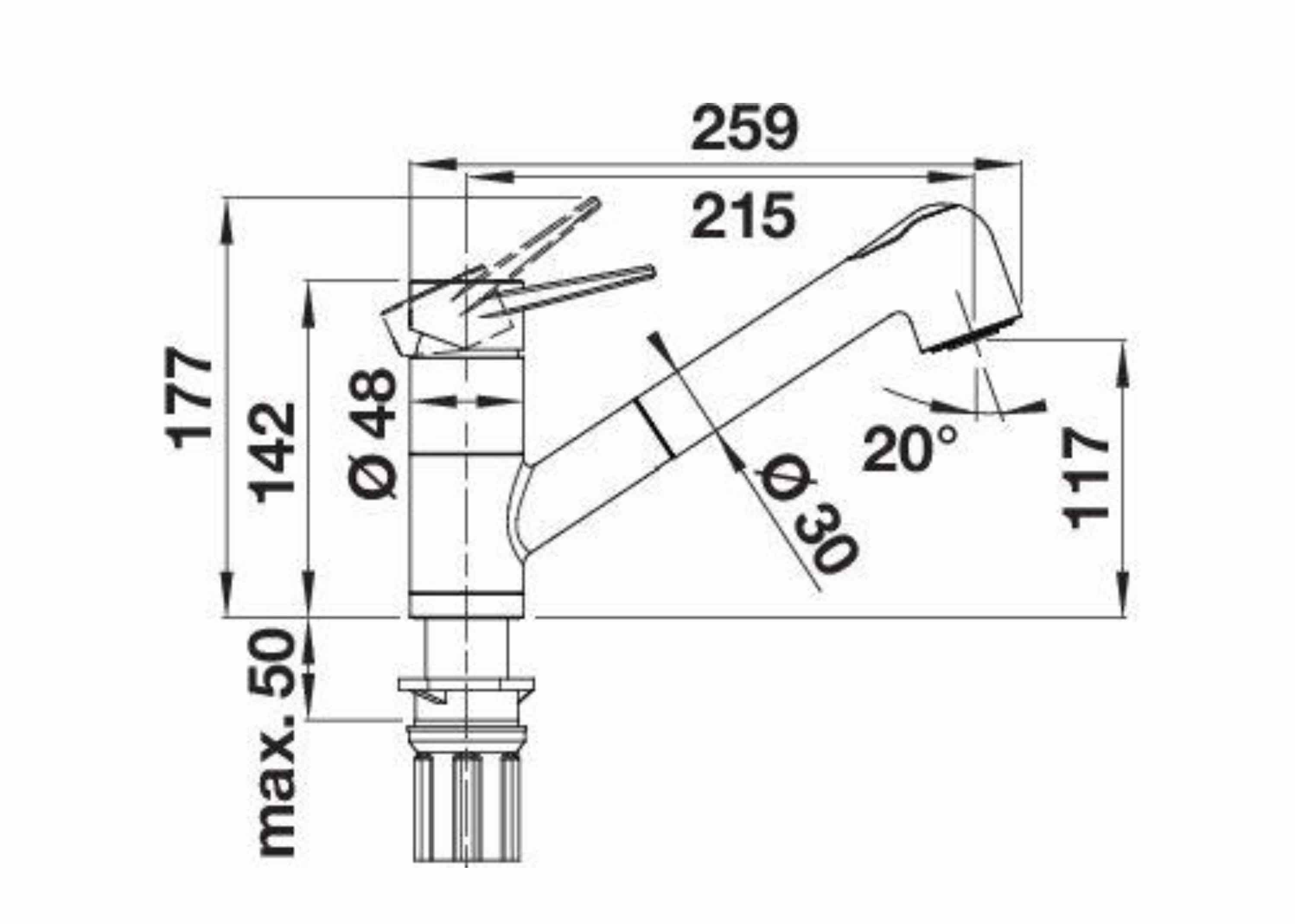 metallische BLANCOWEGA-S-F chrom, Küchenarmatur Vorfensterarmatur Oberfläche II Blanco