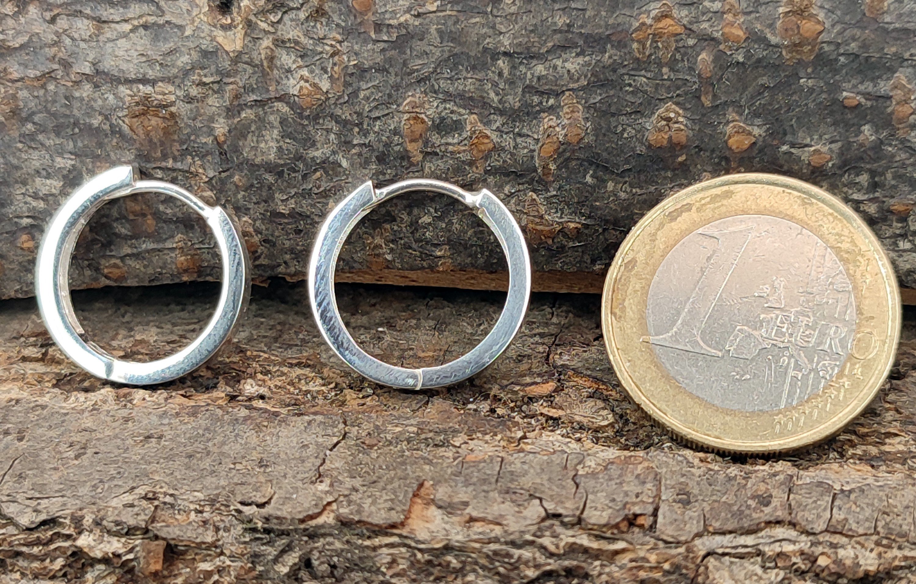 Leather Paarpreis Silber Ohr Ohrringe 18,5mm Kreolen of Ohrring-Set 925 Kiss Klappcreole