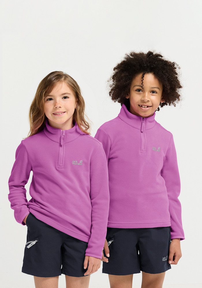 Jack Wolfskin Stehkragenpullover TAUNUS 100 HZ K Kinder-Fleecepullover, Halfzip-Reißverschluss, Stehkragen