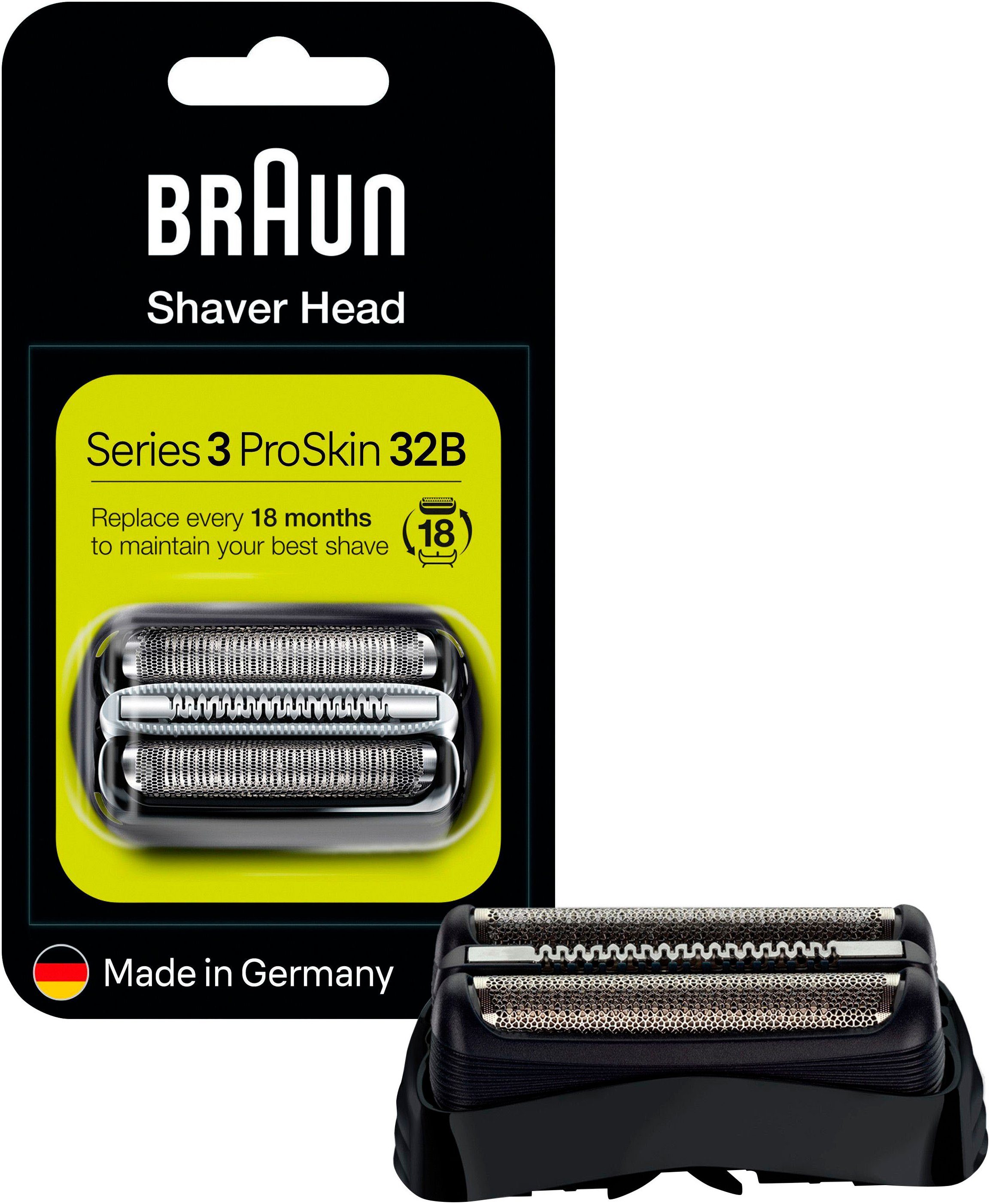 Braun Ersatzscherteil Series 3 32, kompatibel mit Series 3 Rasierern,  Effektiv und sanft zugleich: Scherkopf mit 3 Klingen und 1 Mikro-Kamm