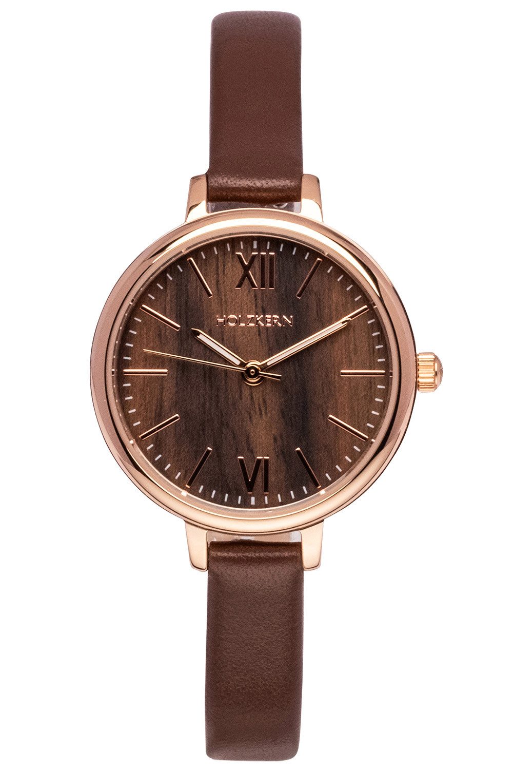 Holzkern Quarzuhr Quarz Shirin Walnuss/Roségoldfarben günstig online kaufen