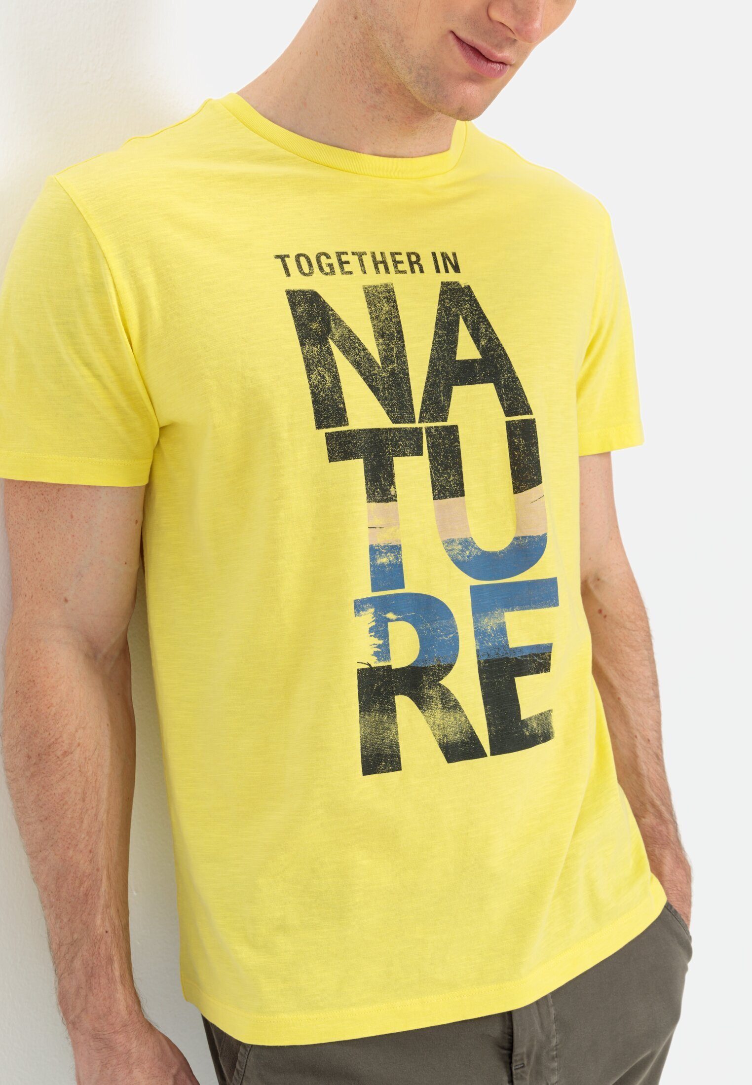 camel active T-Shirt aus nachhaltigem Organic Cotton Kurzarm Rundhals