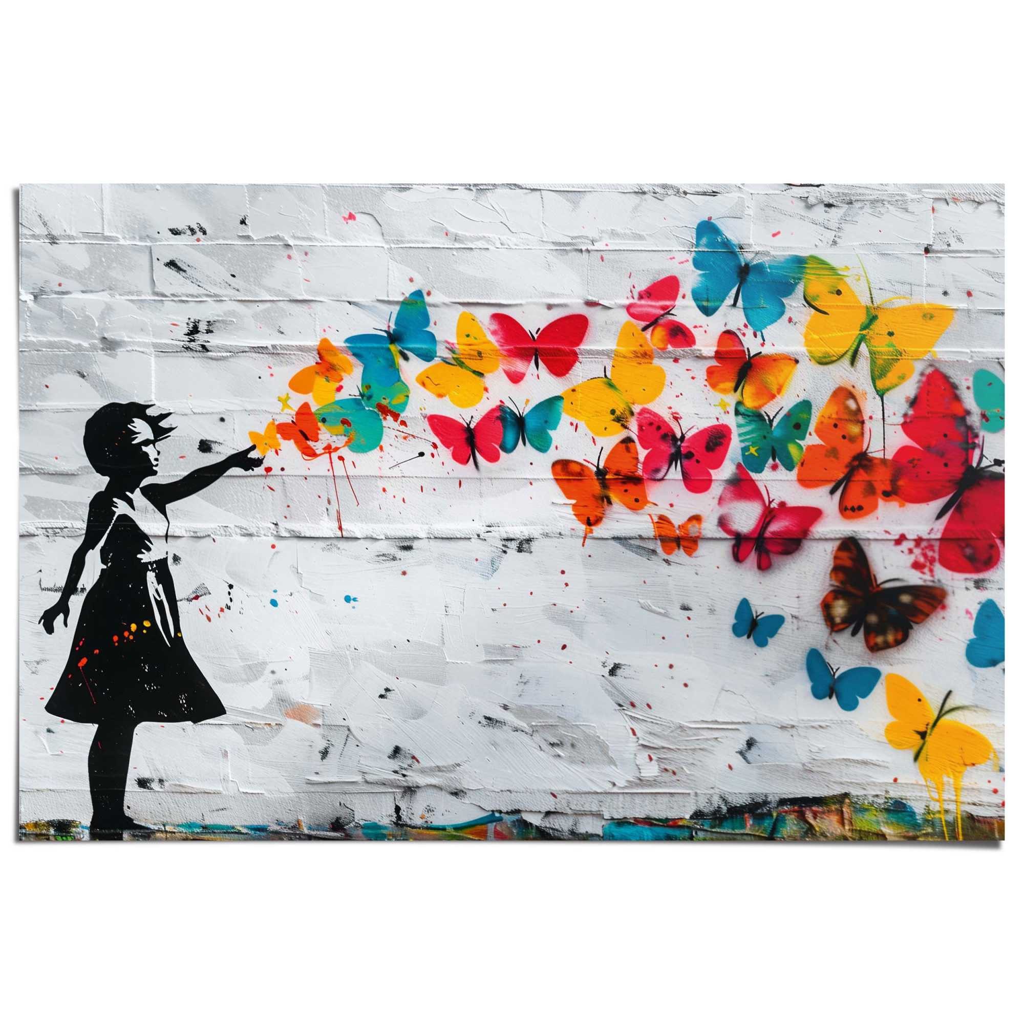 Reinders! Poster Butterfly Girl, Kinderzimmer - Mehrfarbig - 150 gr. Papier - Street Art - 91,5x61 cm