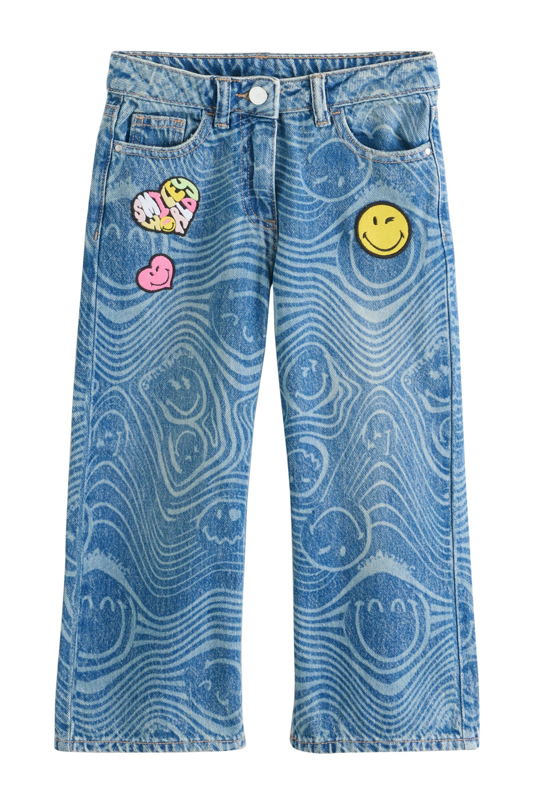 Next Weite Jeans SmileyWorld® Jeans mit weitem Bein und Print (1-tlg)