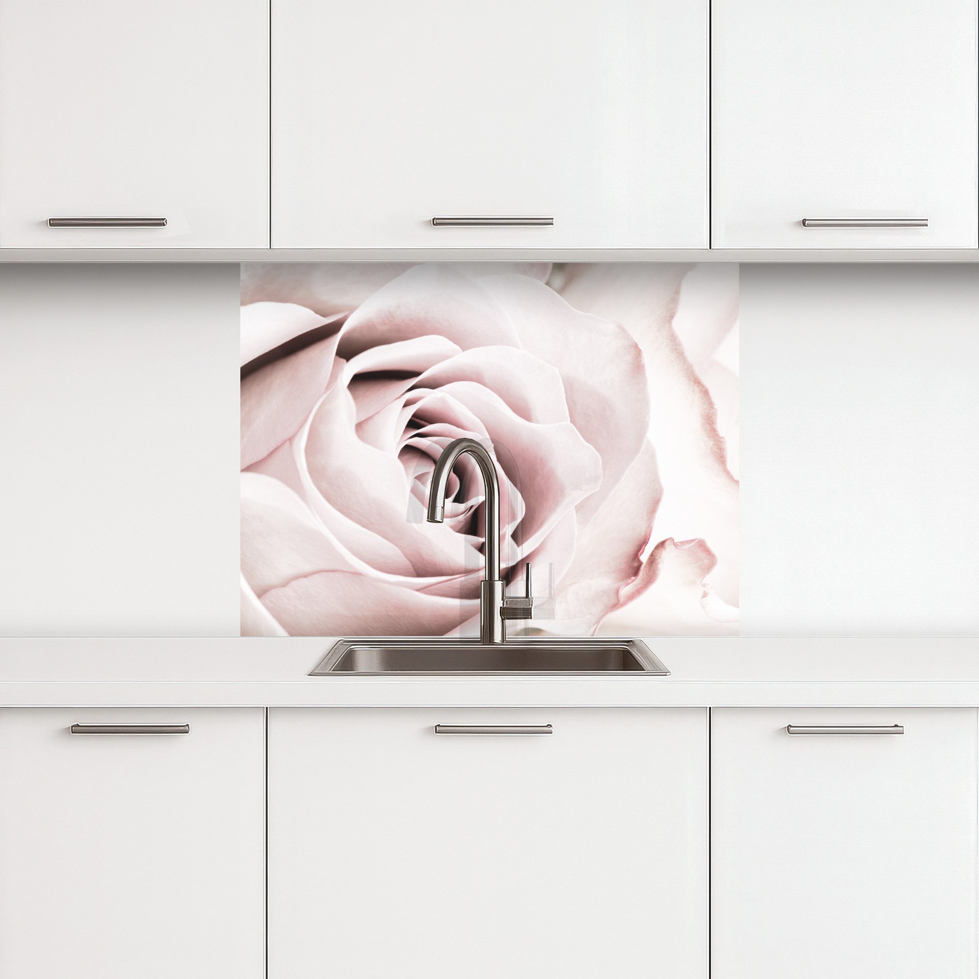 KitchenYeah Küchenrückwand selbstklebend Blumen - Rose - Rosa - Botanisch, (1-tlg), Spritzschutz, Küche, Rückwand, Küchenwand, Küchenfront, 80x60 cm