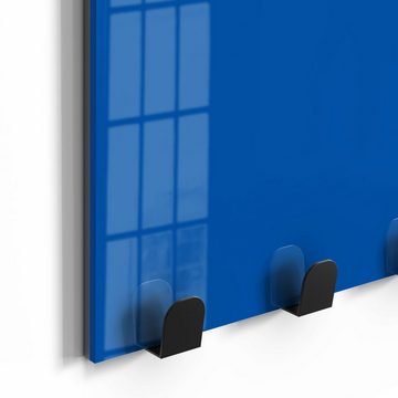 DEQORI Kleiderhaken 'Unifarben - Mittelblau', Glas Garderobe Paneel magnetisch beschreibbar