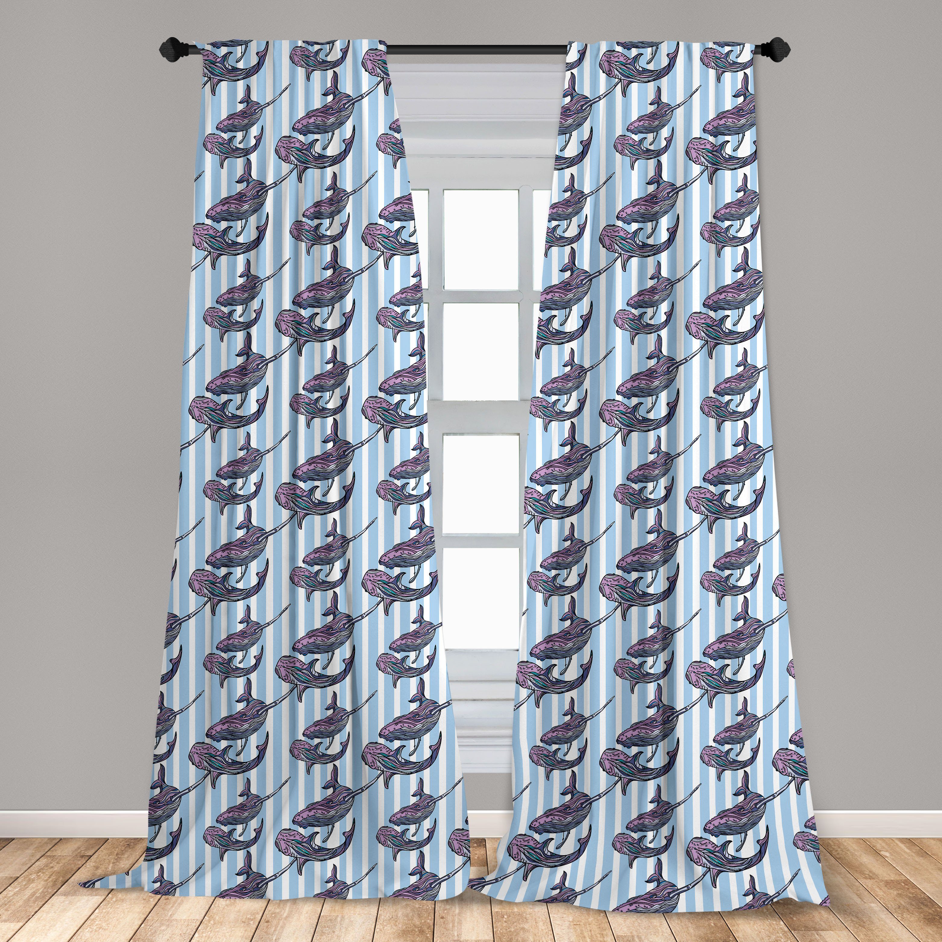 Gardine Vorhang für Wohnzimmer Schlafzimmer Microfaser, Riesen Abakuhaus, Mammals Dekor, Wal Marine
