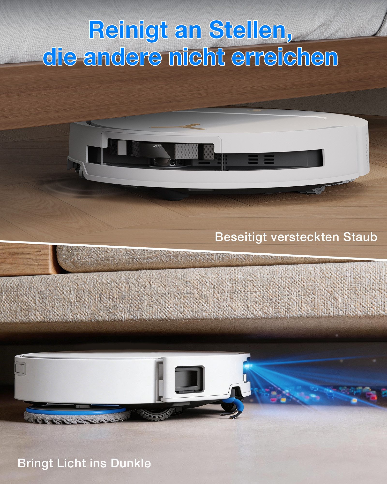 ECOVACS Saugroboter DEEBOT T50 PRO OMNI Gen3, 75 W, mit Beutel, Reinigung des Mopps bei 75°C, Heißlufttrocknung, 81 mm, AIVI 3D 3.0