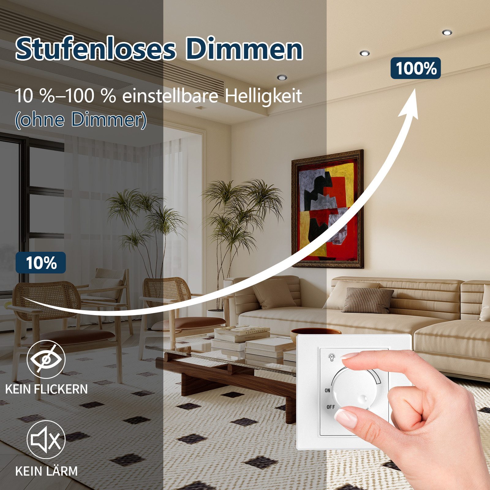 GeyouLux LED Einbaustrahler Dimmbar 68-80mm 4.9W Ultra Flach LED Spots, 45°Schwenkbar, warmweiß, neutralweiß, kaltweiß, Deckenspots, Einbauleuchten Küche Spots  – Bild 3 von 5