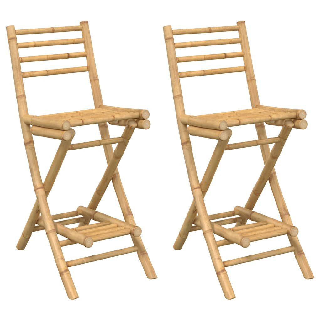 vidaXL Gartenstuhl Outdoor-Barhocker mit Fußstützen 2 Stk. Klappbar Bambus